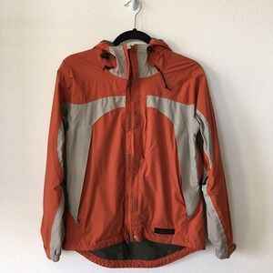 REI Rainjacket Windbreaker Hiking Women Orange Small‎ Waterproof Hooded
